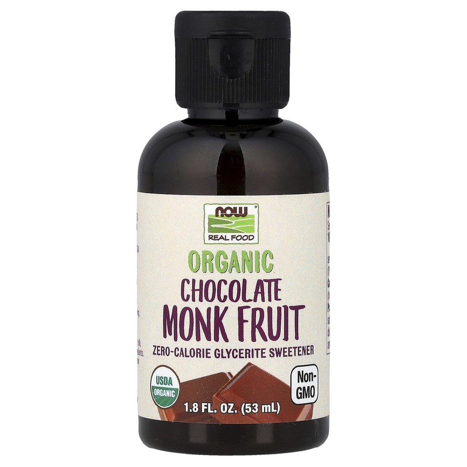 Real Food, Organic Monk Fruit, Zero-Calorie Glycerite Sweetener, Chocolate, 1.8