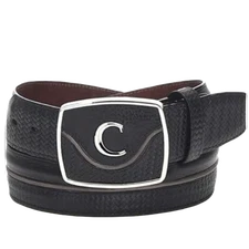 Cuadra Men's Bovine Leather Black Western Belt BC201