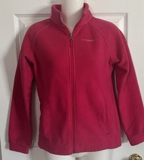 Columbia Youth Girls Pink Full Zip Long Sleeve Fleece Jacket Size L 14/16 EUC