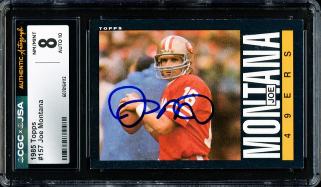 Joe Montana Signed 1985 Topps Card #157 49ers CGC x JSA 8 Auto 10 CGC x JSA