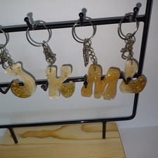 Initial letters made keychains -glitter shimmer, in gift organza bag