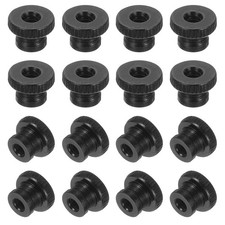 16Pcs Knurled Thumb Nuts, M4x8mm Carbon Steel Nut Iron Round Knobs Black