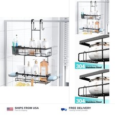 Aitatty Over the Door Shower Caddy Hanging: Black Rustproof Shower Organizer ...