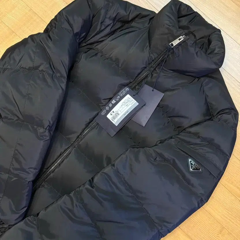 Prada Triangular Logo Black Padded Jacket Size 54… - image 1