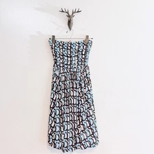 Plenty by Tracy Reece Women's Blue/Black/White Strapless Dress Size Small NWT