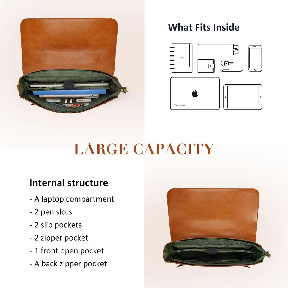 Bolso para Laptop para Mujer Cuero Vegano Mensajero Cartera Moda Maletín Mochila... Foto 4 de 4