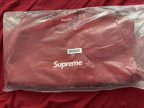 Logo Supreme boîte lavée col rond (ROUGE)