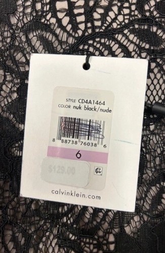 Calvin Klein Jumpsuit Special Occasion Black Lace Nude Lining Top Sz 6 NWT - Picture 6 of 6