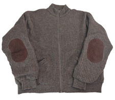 Cabelas Wool Windstopper XL Tall Brown Sweater Lined Elbow Patch Made in USA