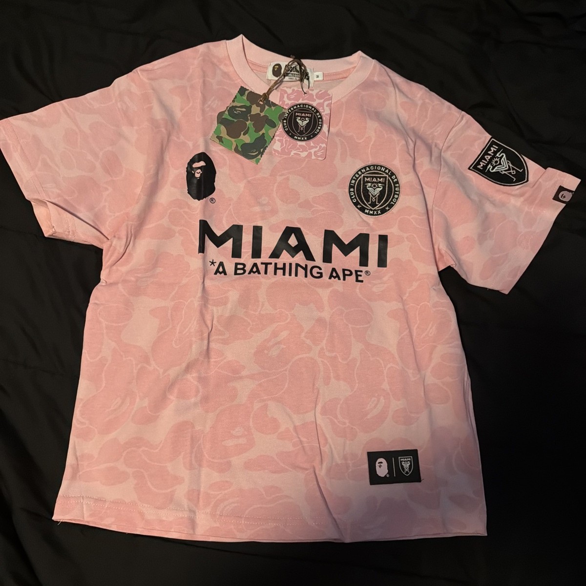 A Bathing Ape BAPE x Inter Miami T-Shirt M-Size Pink/Black | eBay