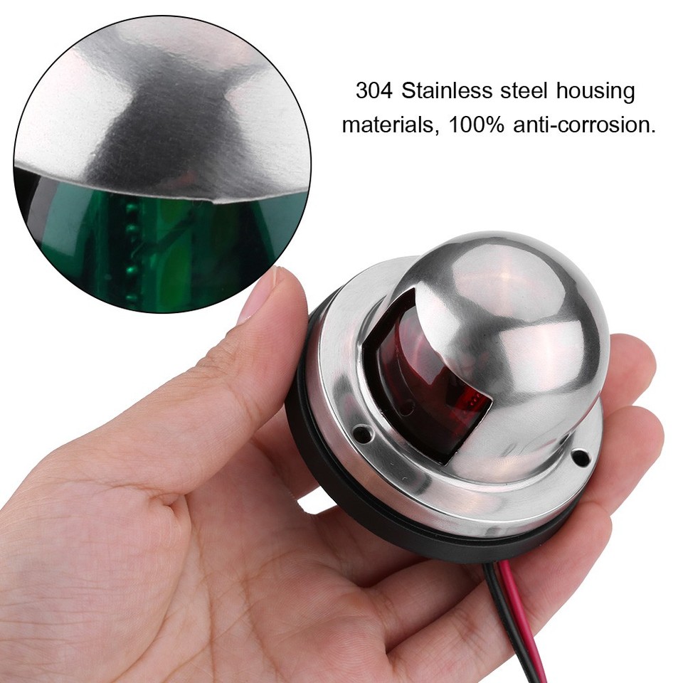 Signalling Light Led Marine Boat 12V Stainless Steel Red&Green LED Navigation Signal Light ...