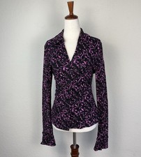 Y2K INC Whimsigoth Lace Shirt Long Sleeve Witchy 90s Size L Floral Fairy Grunge
