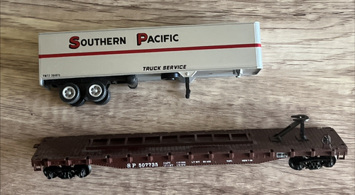 Con-Cor 0001-9279 HO Southern Pacific 54' TOFC Flat car w/Trailer Kit RTR- Read - Afbeelding 4 van 18