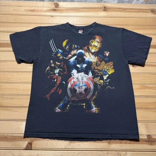 Vintage Y2K Marvel Comics Avengers X-Men Superheroes Graphic T-Shirt Men's Large