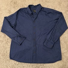 Eddie Bauer Button Down Shirt Mens XL Tall Blue Cotton Long Sleeve Relaxed Fit