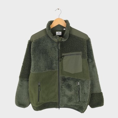 ENGINEERED GARMENTS x UNIQLO Men's Green Patchwork Fleece Zip Jacket - Size M