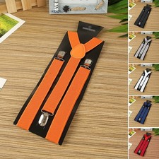 PU Leather Braces Suspenders Color Party Men Women Trousers Adult Heavy Duty