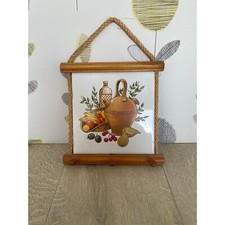 Tile and wood key hook - fruit themed kitchen decor ideas