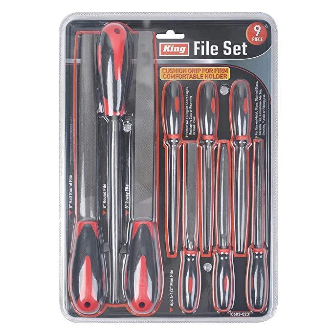 KING  9pc Steel File Set Round File Rasp File Half Round 2-way Flat  Needle File - Image 3 of 3
