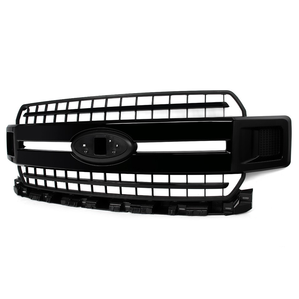 Gloss Black Front Upper Grille With Chrome Trim – Fits 2013-2018 Ford Taurus SHO, Honeycomb Style