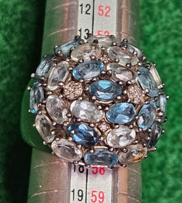JWBR 925 Sterling Silver Topaz Aquamarine Diamond Cluster Ring Kay Jewelers 