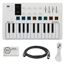 Arturia MiniLab 3 Compact MIDI Keyboard and Pad Controller (White) Bundle with 6