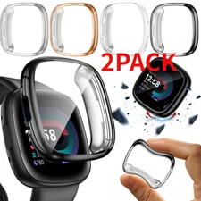 2X For Fitbit Versa 4 Sense 2 Full Case Slim Soft Rugged Cover+ Screen Portector