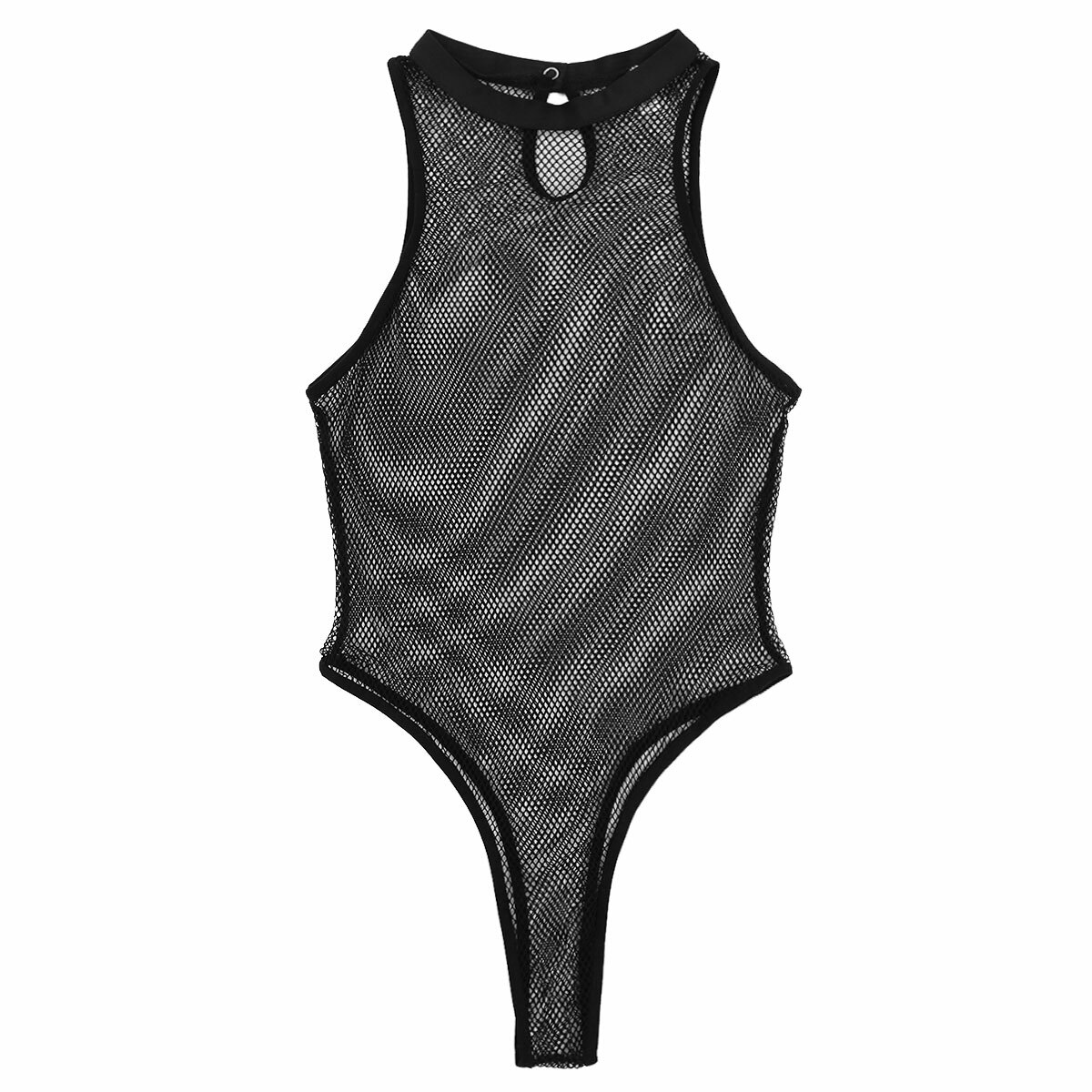 Tuta Da Donna Body Trasparente Collo Manica Lunga Body In Pizzo Nero A Rete Clubwear Top Da Ballo Abiti - Foto 2