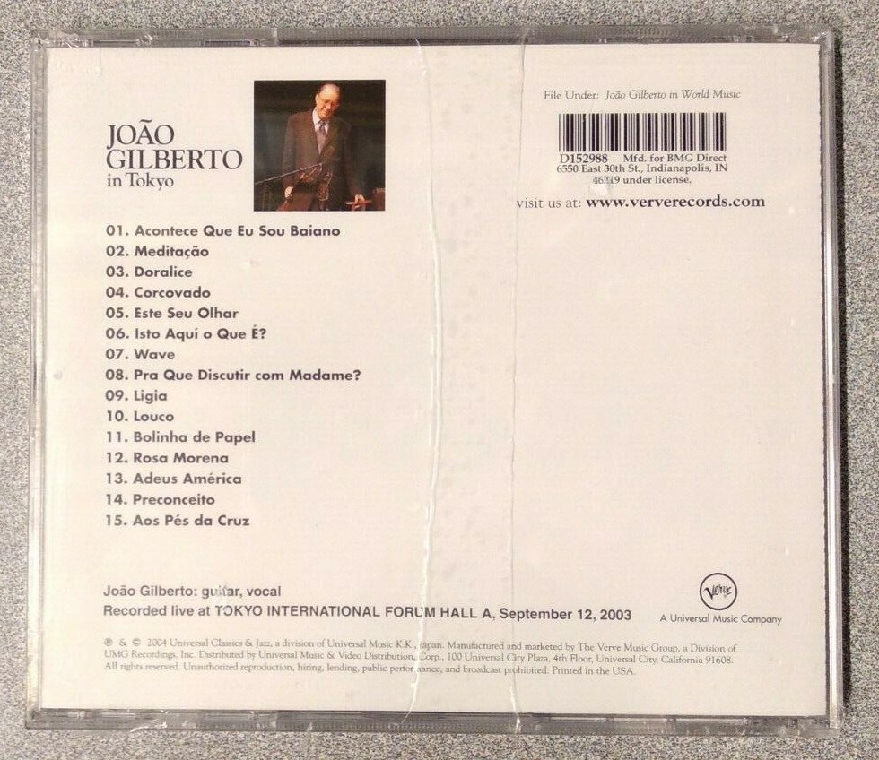 Joao Gilberto - In Tokyo - 2004 CD World Music Japan Universal