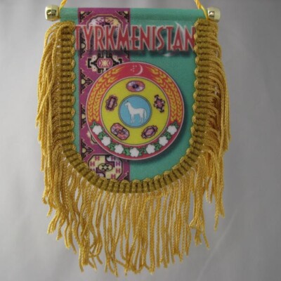 Car Pennant Banner Flag Turkmenistan TM Turkmenia Ashgabat