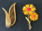 VTG LOT - 2 BROOCHES/PINS-MONET AND ART -COSTUME JEWELRY