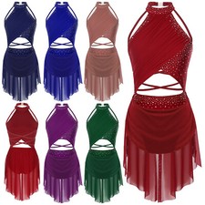 Womens Leotard Dress Dancing Dancewear Sleeveless Dresses Gymnastics Ballet
