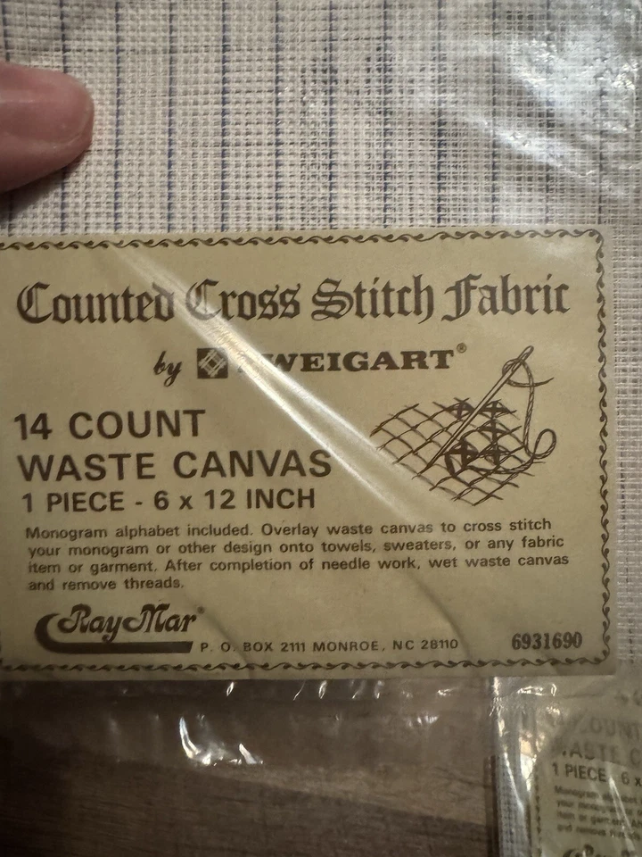 Cross Stitch Fabric 14 Count Waste Canvas Vintage Zweigart Lot Of 2 - Image 2 of 2