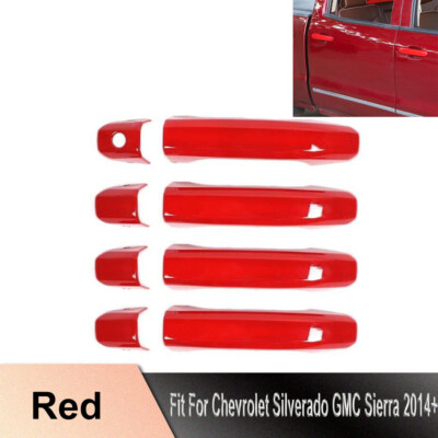 GLOSS RED Door Handle Lock Shell COVER Protection TRIM For Silverado SIERRA 14+