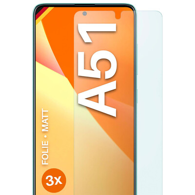 3x Schutzfolie Matt für Samsung Galaxy A51 Displayschutz Handyfolie Anti Reflex