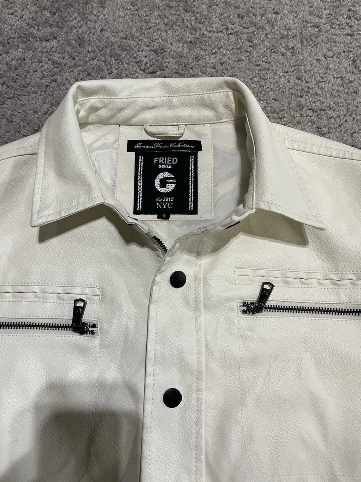 Fried Denim White pleather Jacket NYC premium denim collections - size Small - Image 2 of 4