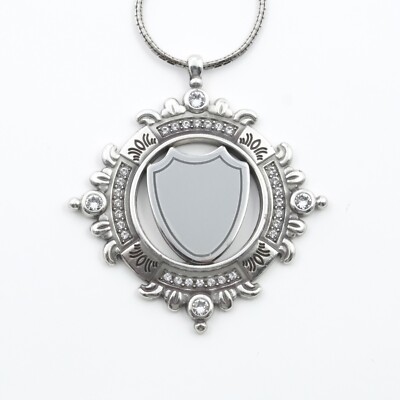Brighton MEDAILLE Royal Crest Pendant w/Rhinestone Jewels & Snake Link ...