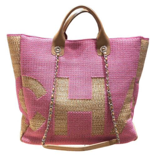 CHANEL Large Shopping Bag A57162 Brown Pink Raffia Canvas #321 - 第 1/10 張圖片