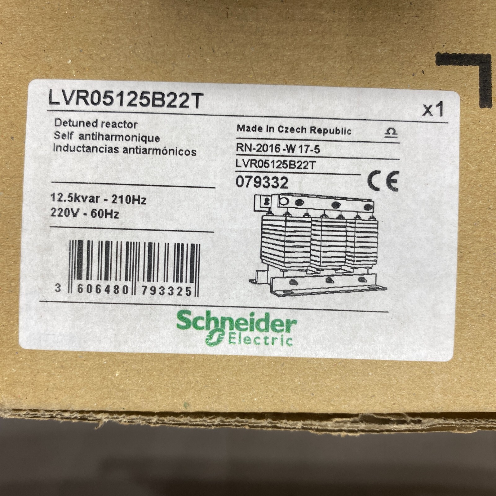 SCHNEIDER ELECTRIC LVR05125B22T ELECTRIC REACTOR 12.5kvar 210Hz 220V 60Hz 🎯