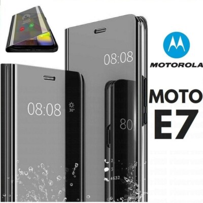 CLEAR VIEW FLIP COVER for MOTOROLA MOTO E7 SLIM MIRROR CASE BOOK AND 7
