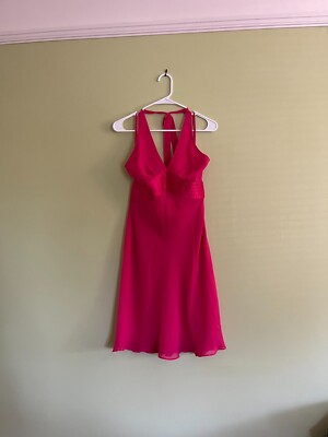 Express Halter Dress Size 10 Pink Silk 1990s prom dress in excellent condition