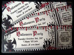 4 Personnalisé Halloween Party Invitations & Matching enveloppes
