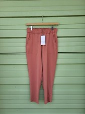 NWD ZARA PINK WOMAN Elastic Tie Waist Draped Ankle Trousers Pants Size S B1492A