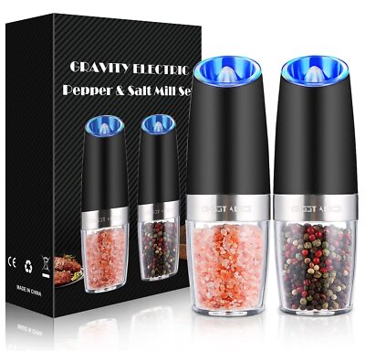Sweet Alice Gravity Electric Pepper and Salt Grinder Set Adjustable Coarsenes...