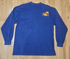 Vtg 90s DISNEY Store WINNIE THE POOH Embroidered Pocket Long Sleeve Tee Shirt XL