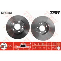 TRW 2X Bremsscheibe Vorne 276 Voll FüR Mercedes-Benz A-Klasse W169