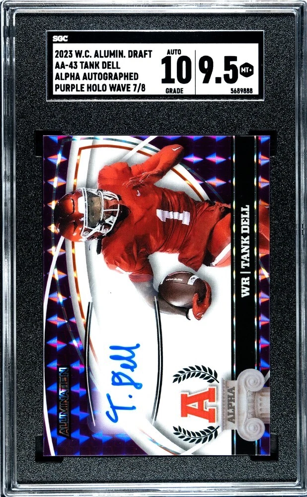 Tank Dell Wild Card Alumination Draft Alpha Autographs #AA43 Wave Holo-Purple