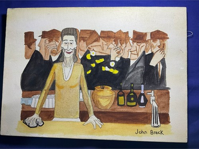 #ad #ad John Brack oil painting on canvas vtg stamped signed $450.00
