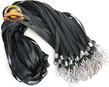 Black Id Badge Lanyards Safety Neck Strap Swivel Hook 18in 50pc