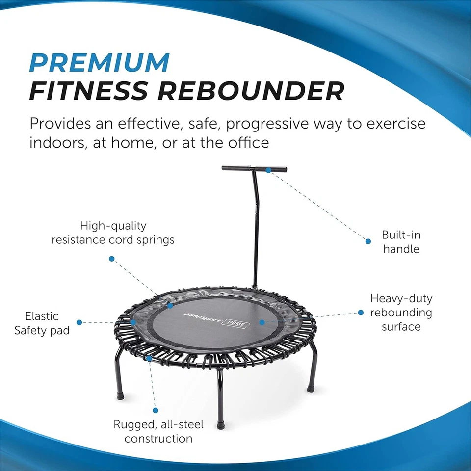 JumpSport Round Home Fitness Indoor Mini Rebounder Trampoline for Adults, Black - Image 3 of 4